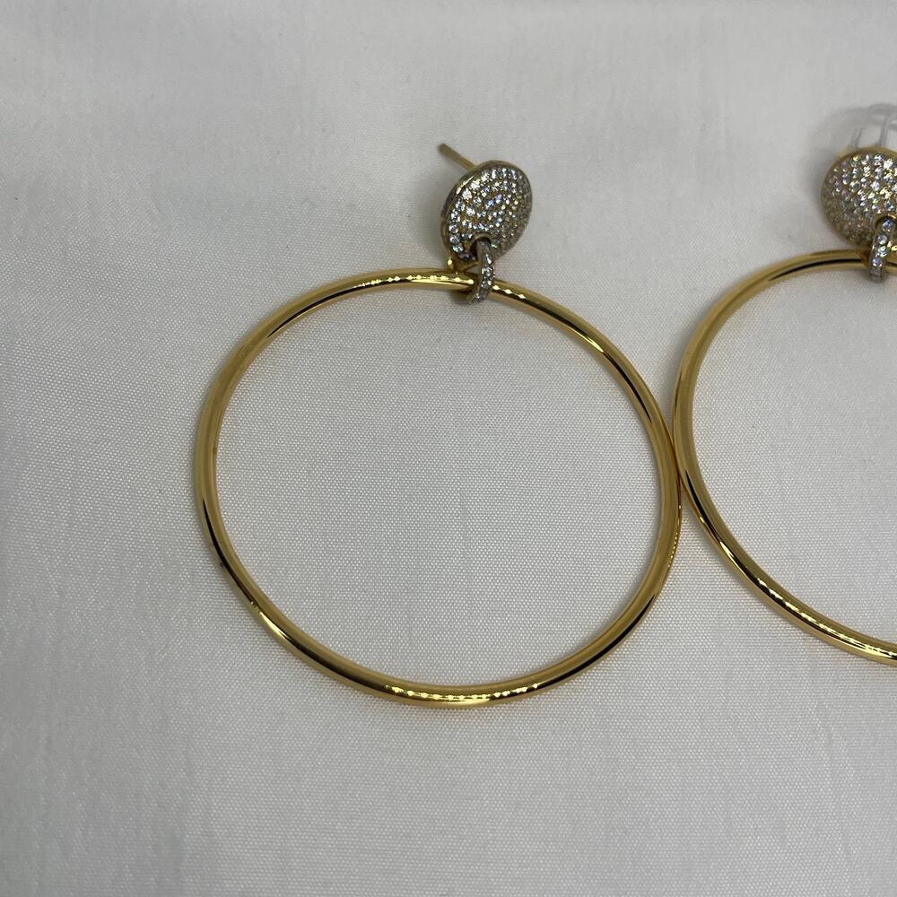 Michael Kors 14K Gold Vermeil Hoop Earrings CZ Statement Chic Women's Fashion - Picture 10 of 16